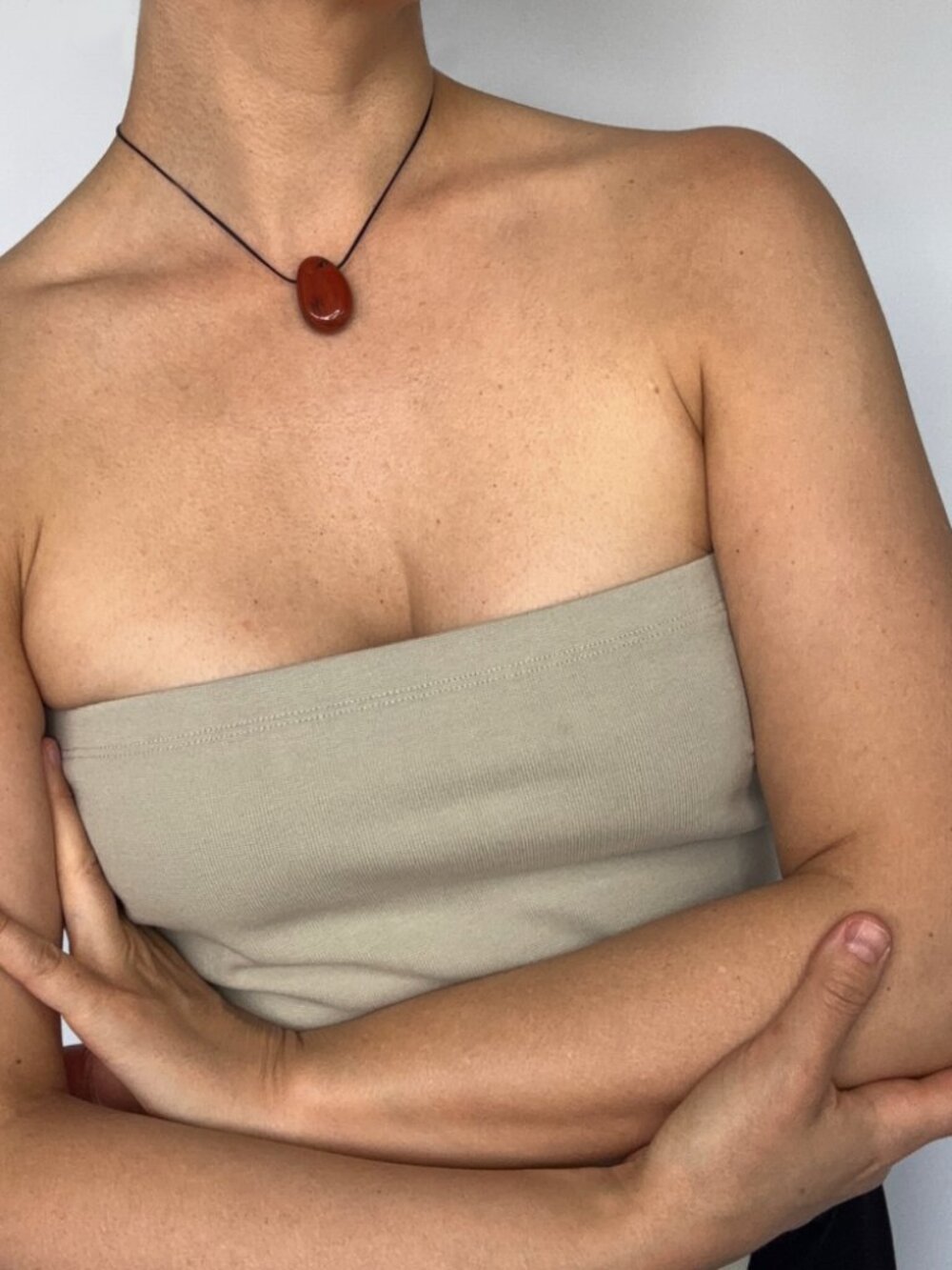 Long Adjustable Stone Pendant Necklace – Red Cord Choker
